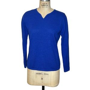 Alpaca bright blue v neck sweater